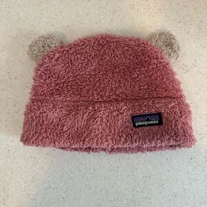 Patagonia Baby Furry Friends Winter Hat Pink Beanie w. Fuzzy Ears. Baby 12-24M